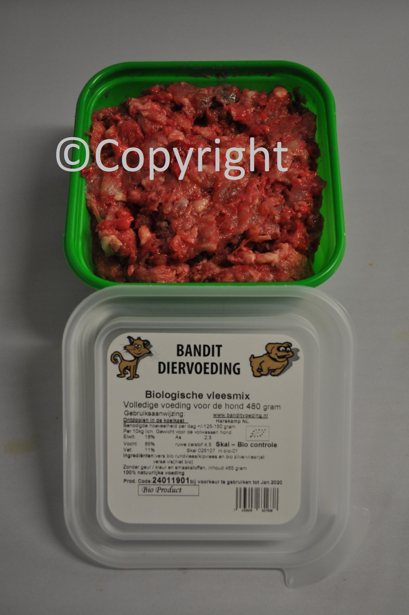 Roeispaan Sociologie segment Bandit Bio Vlees-Mix Kip Hond 480 gram - Gunshies